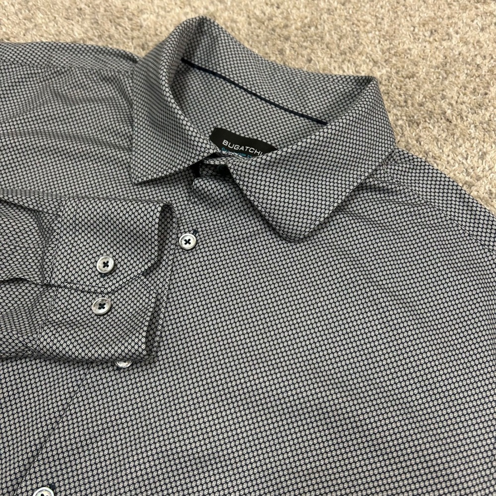 Bugatchi Button Down OoohCotton Tech XL Graphite … - image 1